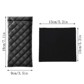 Lopsity Squeeze Top Sunglass Pouch Portable Eyeglass Case Soft Leather Sunglass Case Travel Pouch for Women Men (black+silver)