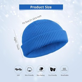 JILANI HANDICRAFT Trawler Beanie Winter Fisherman Beanie for Men Knit Cuff Unisex Skullcap (Acrylic, Aqua Blue)