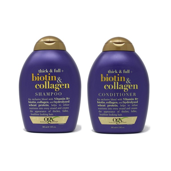 Organix Thick and Full Biotin and Collagen, DUO Set Shampoo + Conditioner, 13 Ounce, 1 Each by OGX