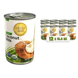 Four Elephants Unsweetened Organic Coconut Milk -13.5 Fl Oz (Canned Pack of 12) - Non-GMO, Gluten Free, USDA Organic, Kosher Certified, Easy Lid Opener