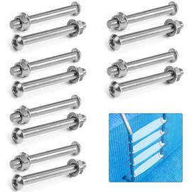 12 Packs Swimming Pool Ladder Bolts and Nuts- Stainless Steel Pool Ladder Bolts Replacement Kit- Pool Ladder Steps Screws Fasteners for Fixing above Ground Pools Ladder Stairs