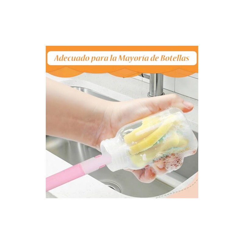 COME Cepillos de Limpieza para Botellas, 4 Piezas, Rosa |