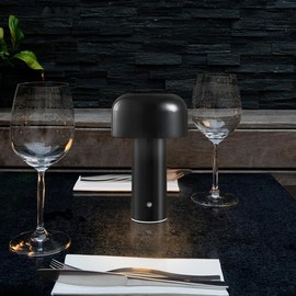 JHPGEOE Cordless Metal Desk Lamp, Touch Sensor Control LED Table Lamp,3 Color Stepless Dimmable Battery Powered Lamp,Night Light for Kids Nursery,Bedroom/Desk/Cafe (Black)