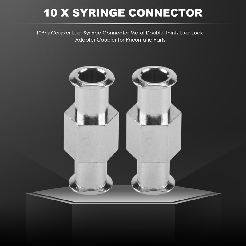 10Pcs Coupler Luer Syringe Connector Metal Double Joints Luer Lock
