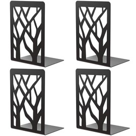 Sujetalibro para libros, Sujetalibros de Metal 2 Pares/4 Piezas, Soporte de libros Antideslizantes, Sostenedor Resistentes para Libros Pesados de Oficina, Escuela y Hogar, Square (Negro)