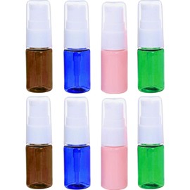 YOCDNOV Pack of 8 10 ml Airless Pump Bottles - Portable Empty Refillable Transparent Plastic Lotion Pump Bottle Press Pump Head, Bottles for Filling Travel Plastic Bottles for Cosmetics (4 Colours)