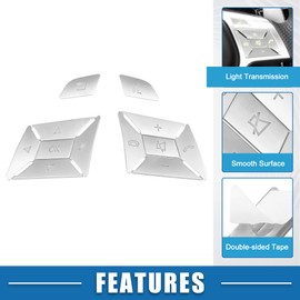 X AUTOHAUX Car Steering Wheel Button Sticker Cover Silver Tone
