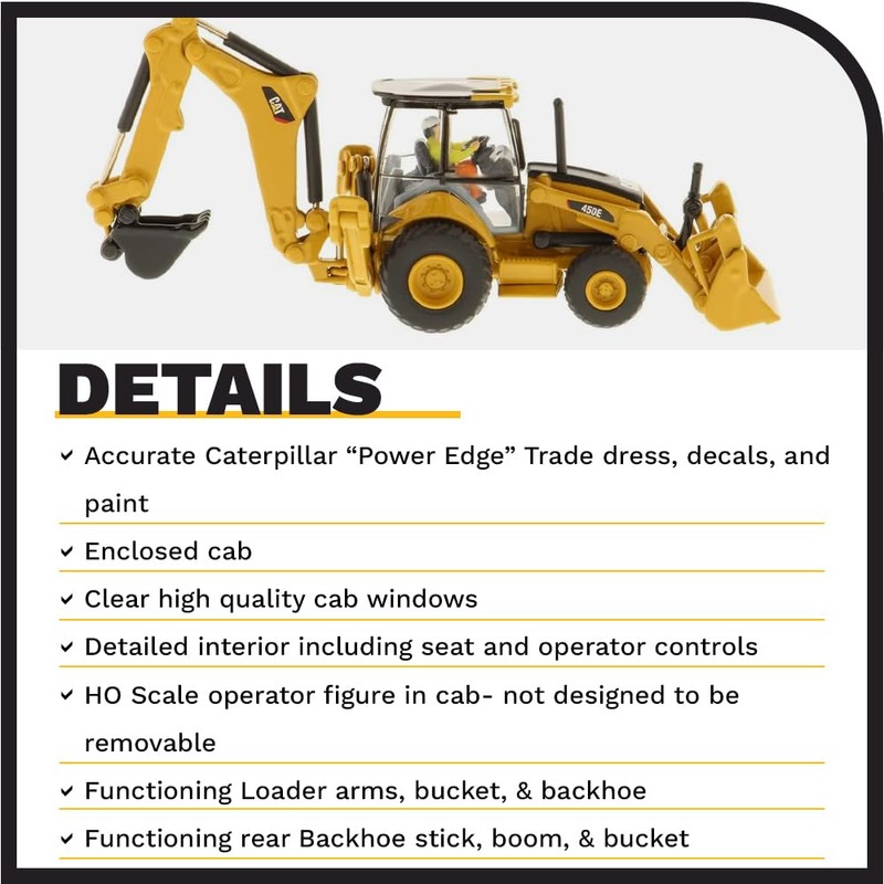 Diecast Masters 1/87 Caterpillar 450E Backhoe Loader- High Line Series