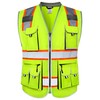 JKSafety 10 Pockets Class 2 Hi-Vis Zipper Front Yellow Safety