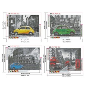 4 Pack Diamond Painting Car 30 x 40 cm Diamond Painting Landscape City Diamond Painting Landscape Diamond Painting Adult Landscape Rome Embroidery Diamond Painting Cross Stitch Landscape England