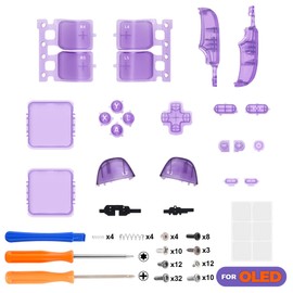 eXtremeRate Replacement Full Set Buttons for Steam Deck OLED Handheld Console, Clear Atomic Purple DIY Custom ABXY D-pad Trackpad Bumpers Triggers Buttons with Tools for Steam Deck OLED Console