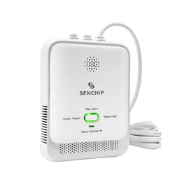 Gas Detector SenChip, Household Natural Gas LPG City Gas Alarms, Flammable Methane Gas Leak Detector, with Voice Warning Flashing Light Alarm (White)