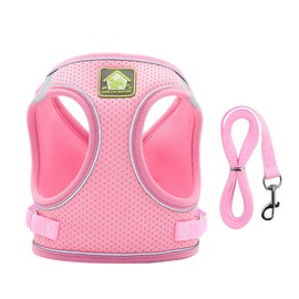 Velmoriah Small Dog Harness and Leash Set, No Pull Breathable Soft Mesh Puppy Vest Harness, Adjustable Reflective Pet Harness Vest for Cats Small Medium Dogs (L)