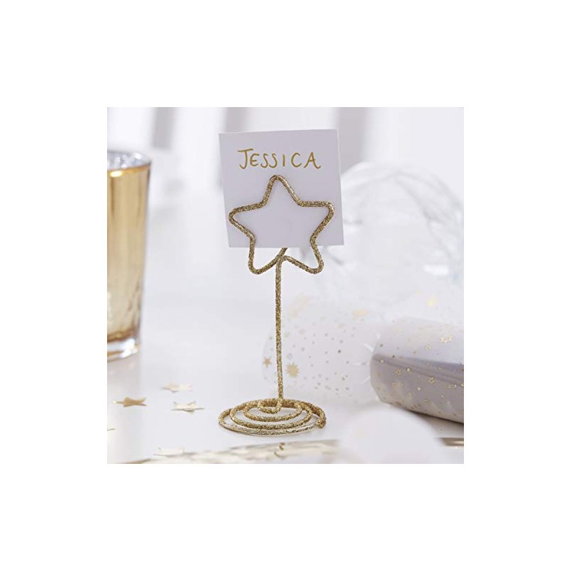 Ginger Ray GOL-602 Gold Star Name Card Holder Pack of