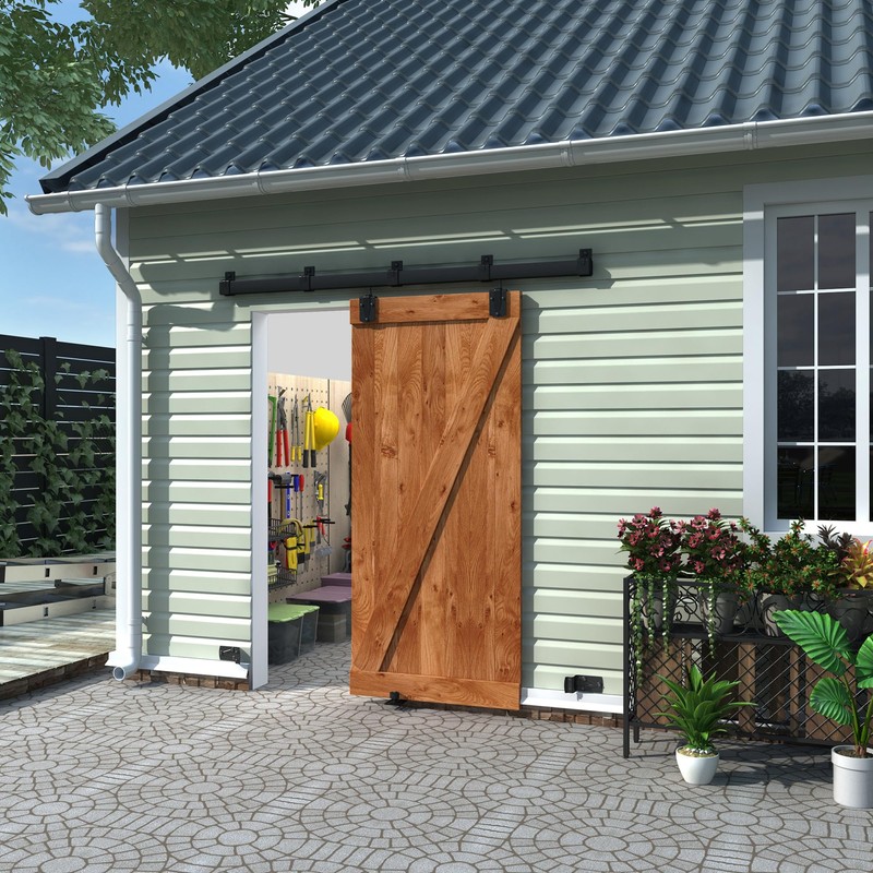 WEWORTH 6FT Black Box Rail Exterior Sliding Barn Door Hardware