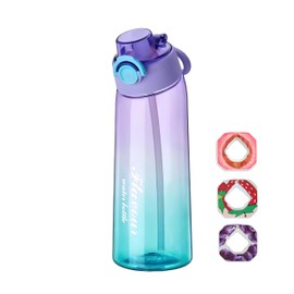 【新感覚】 MYEEDA ウォーターボトル 900ml 大容量 水筒 Tritan製 香り付き フレーバーボトル ストロー付き 果物フレーバーリング プラスチック クリア スポーツドリンク ボトル おしゃれ かわいい 洗いやすい water bottle 携帯便利 BPAフリー トライタンボトル 男女兼用 ギフト オフィス アウトドア(パープル)