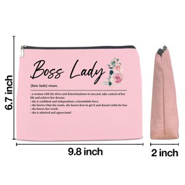 LGLZSHP Boss Lady Gifts Makeup Bag Appreciation Gift for Female Leader Boss Lady Retirement Christmas Boss Day Gift Cosmetic Bag Zipper Makeup Pouch