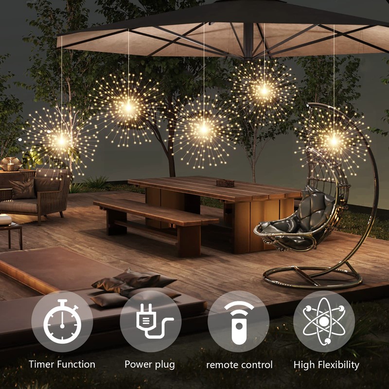 PXBNIUYA 5 Pack 1000LED Plug in Starburst Sphere Lights,Firework Lights