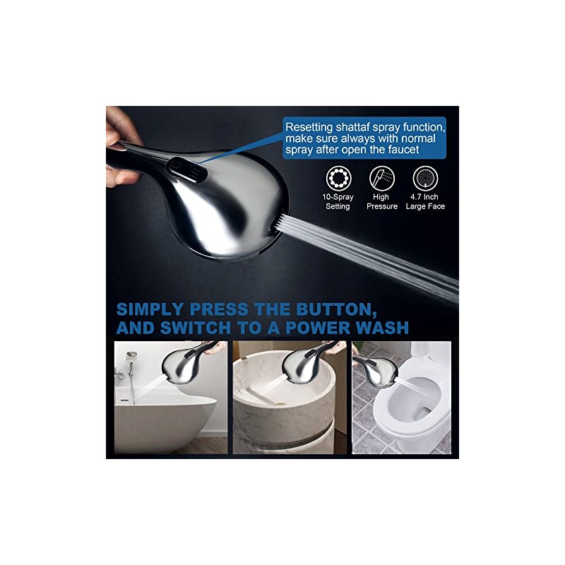 7.5" Rotatable Dual Shower Head with Handheld Combo, Kids Friendly