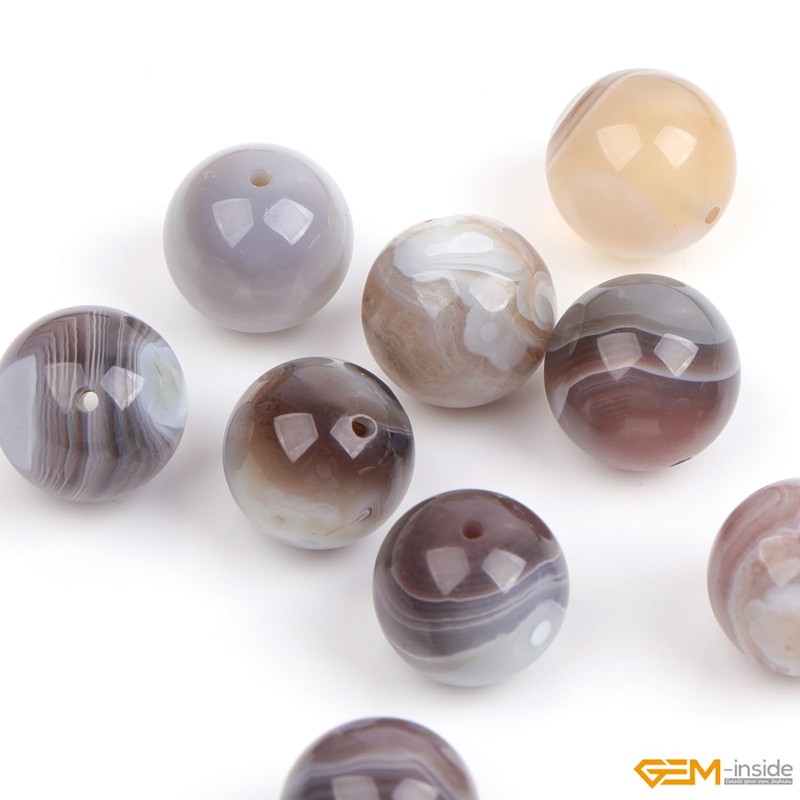 Gem-Inside 12mm Round Botswana Agate Beads Strand 15 Inches by