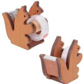 Beavorty Tape Holder Cute Squirrel Tape Dispenser Vintage Wooden Tape Cutter Masking Tape Storage Organizer Desktop Animal Tape Roll Stand for Desk Accessory Office Home
