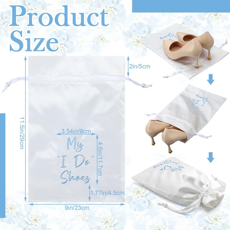 Wesnoy Bride Shoe Bag 11" x 9" Satin Wedding Shoe