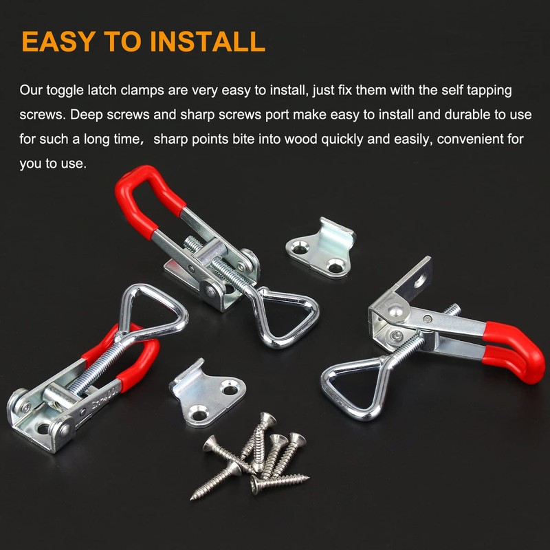 Powlankou 4 Pieces Adjustable Toggle Clamps, Heavy Duty Toggle Latch