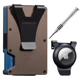 Classico Slim Wallet with Airtag Holder - RFID Blocking, Minimalist Metal Wallet for Men - Securely Holds Cards and Cash, Stylish and Functional - Packed in a Unique Gift Box (Brown)