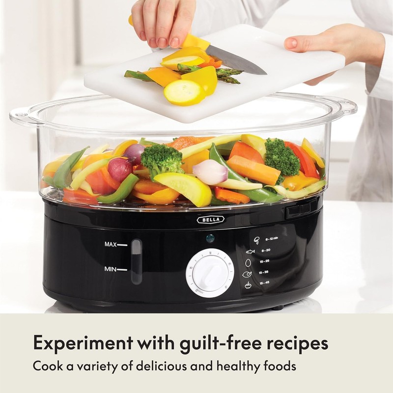 BELLA Two Tier Food Steamer with Stackable Baskets & Removable