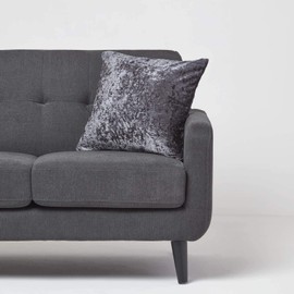 Homescapes Luxury Dark Grey Crushed Velvet Cushion Cover 18 x 18 Inch (45 cm) Square Charcoal Scatter Cushion for Sofa or Bed