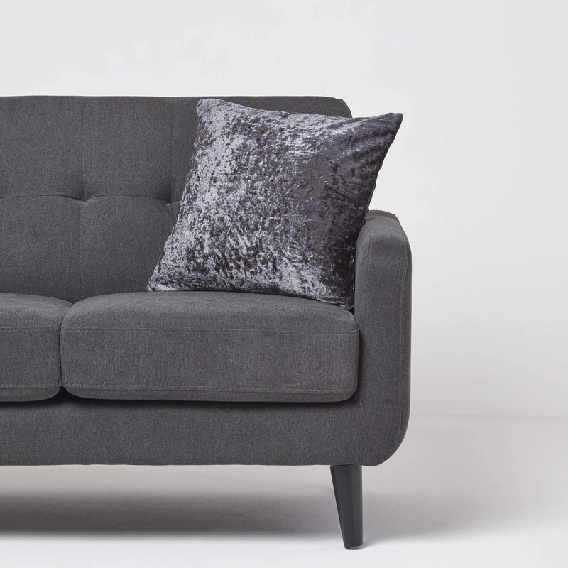 Homescapes Luxury Dark Grey Crushed Velvet Cushion Cover 18 x