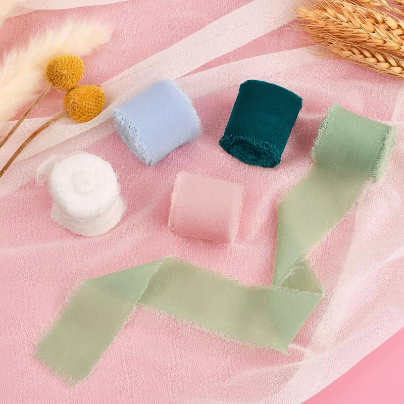 Sage Green Chiffon Ribbon, Waylipun 3 Rolls of Gift Ribbon
