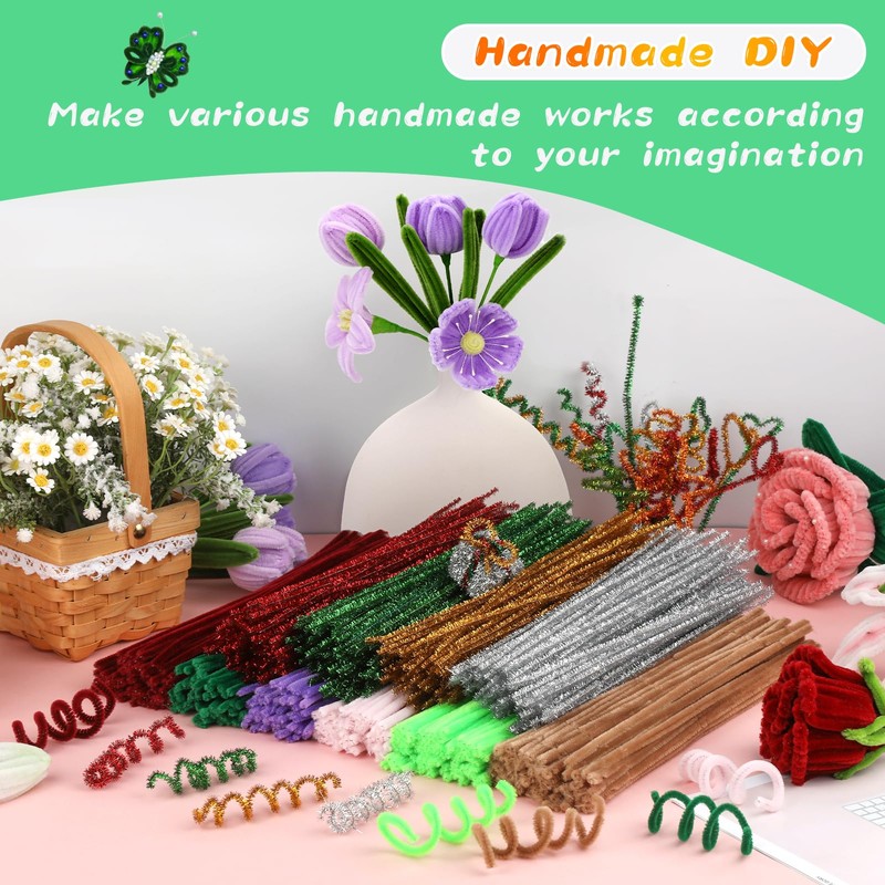 ZXIIXZ 100Pcs Pipe Cleaners, Pipe Cleaners Craft, Creative DIY Hand