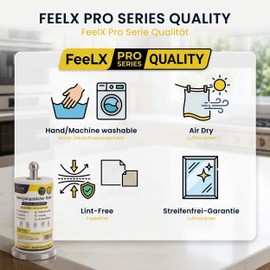 FeelX Pro Series Cleaning Cloths Roll Premium White - Reusable & Streak Free - 50 Sheets 20 x 30 cm - 50% Cellulose 50% Polyester