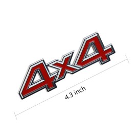 2Pc 4X4 Four-Wheel Drive Emblem 3D Metal Car Side Fender Rear Trunk Emblem Badge Sticker Decals Replacement for Universal car Truck (Silver Red)