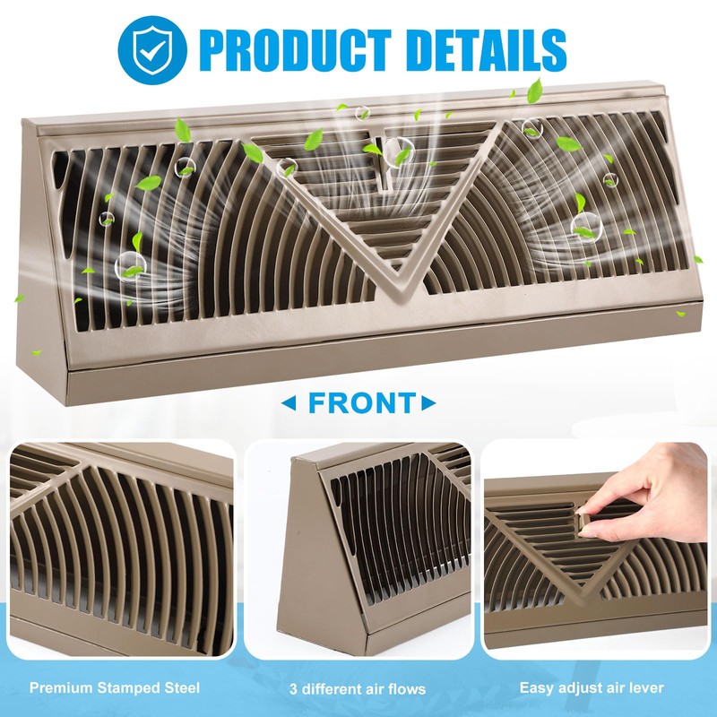 Yaocom 2 Pack Baseboard Register Vent 15 Inch Duct Opening