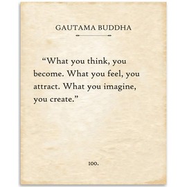Gautama Buddha - What You Think You Become - 11x14 Unframed Typography Book Page Print - Great Inspirational and Motivational Gift and Decor Under $15