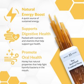 Sage Honey Straws, 25 Count - Raw Honey Sticks for Tea and Coffee - Perfect for Hot Beverages - Travel Healthy Snacks for Kids and Adults by Fantozzi, Made in USA