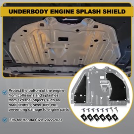 74111-T20-A00 74113-T20-A00 Lower Engine Splash Guard Under Car Shield Cover Board for Honda Civic 2022 2023, Front Centre Underbody Shield | with Engine Cover Pins and Bolts, Replace# 74111T20A00