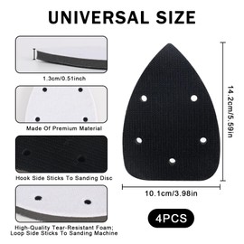 RUCUDIM 5 Holes Sander Sandpaper Backing Pads, Sponge Sanding Pads Hook and Loop, Soft Interface Pad Triangle Sanding Pad Detail Interface Multitool Pad for Sander Accessories Replacement