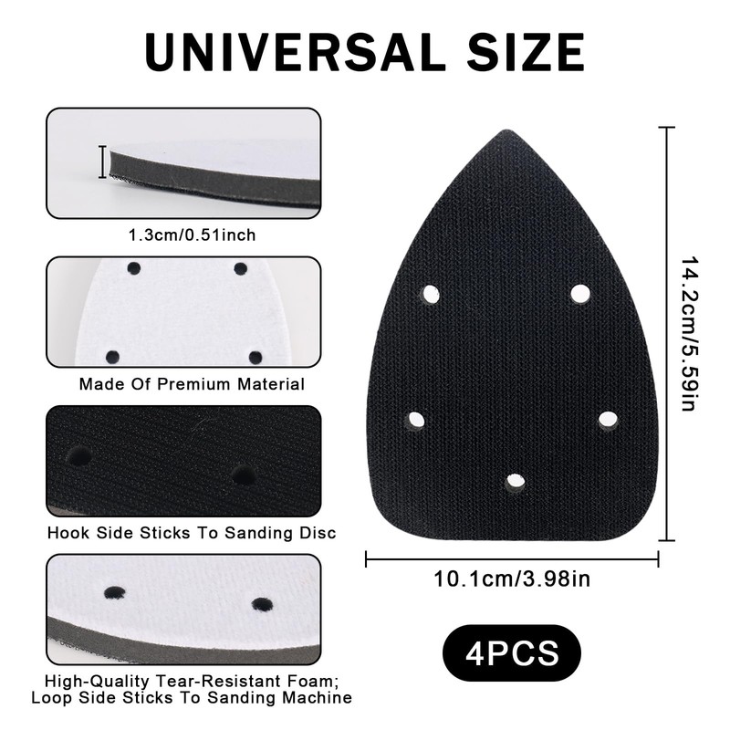 RUCUDIM 5 Holes Sander Sandpaper Backing Pads, Sponge Sanding Pads