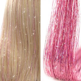 Umylar Hair Tinsel, Pack of 12 Pcs Clip in Hair Tinsel Kit 20 Inch Glitter Pink Tinsel Hair Extensions , Festival Gift Tinsel Fairy Hair Extension Party Dazzle Hair Accessories Strands Kit for Women Girls Kids（20 Inch 12Pcs,Pink#)