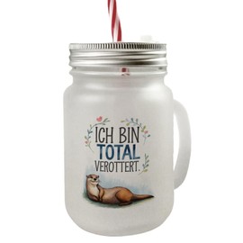 speecheese Cute Otter Totally Otter Mason Jar with Handle Drinking Glass with Lid Perfect for Animal Lovers and Otter Fans - Funny Design