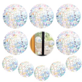 Pack of 10 Prism Window Stickers, Bird Protection for Glass Surfaces, Circular Anti-Collision Stickers, Prism Window Stickers, Circle, for Windows and Glass Doors in Home and Office