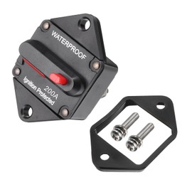 DMiotech 200A Circuit Breaker, 12-48V DC Automotive Inline Fuse Holders Inverter with Reset Button Rubber Shell for Car Marine Boat Audio System Overload Protection