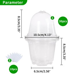 JOPY 30 Pack 4 Inch Plastic Nursery Pots with Humidity Dome for Plants Clear Seed Starter Pots Seedlings Planting Pots for Garden Indoor and Outdoor Small Planter Containers with Drainage Holes