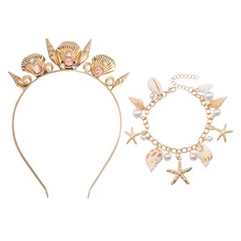 1 Piece Pearl Shell Headband And 1 Piece Bracelet, Marine Element Jewelry, Clothing Accessories, Creative Jewelry, Women'S Accessories.