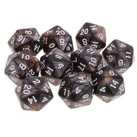Yourandoll Pack of 10 Polyhedral Dice D20 Dice Dice Game Dice for DND RPG Table Games (Coffee Grey)