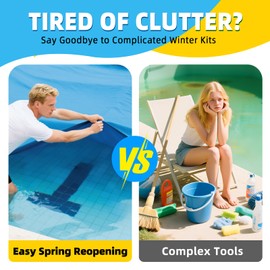 JDiction Winter Pool Closing Kit - 3 in 1 Pool Winterizing Kit for Above Ground, Inground & Saltwater Pools, Long Lasting Protection, One Step Pool Winterizer, Natural Pool Closer, Up to 30,000 Gallon