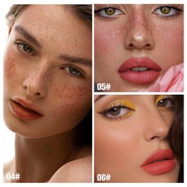 3Pcs Matte Liquid Lip Stain Peel Off Lip liner Tattoo with Tweezer, Nude Brown & Brownish Red & Orange Red Lipstick Lipstain Long Lasting Waterproof for Women, Highly Pigmented Not Faded Smudge-proof